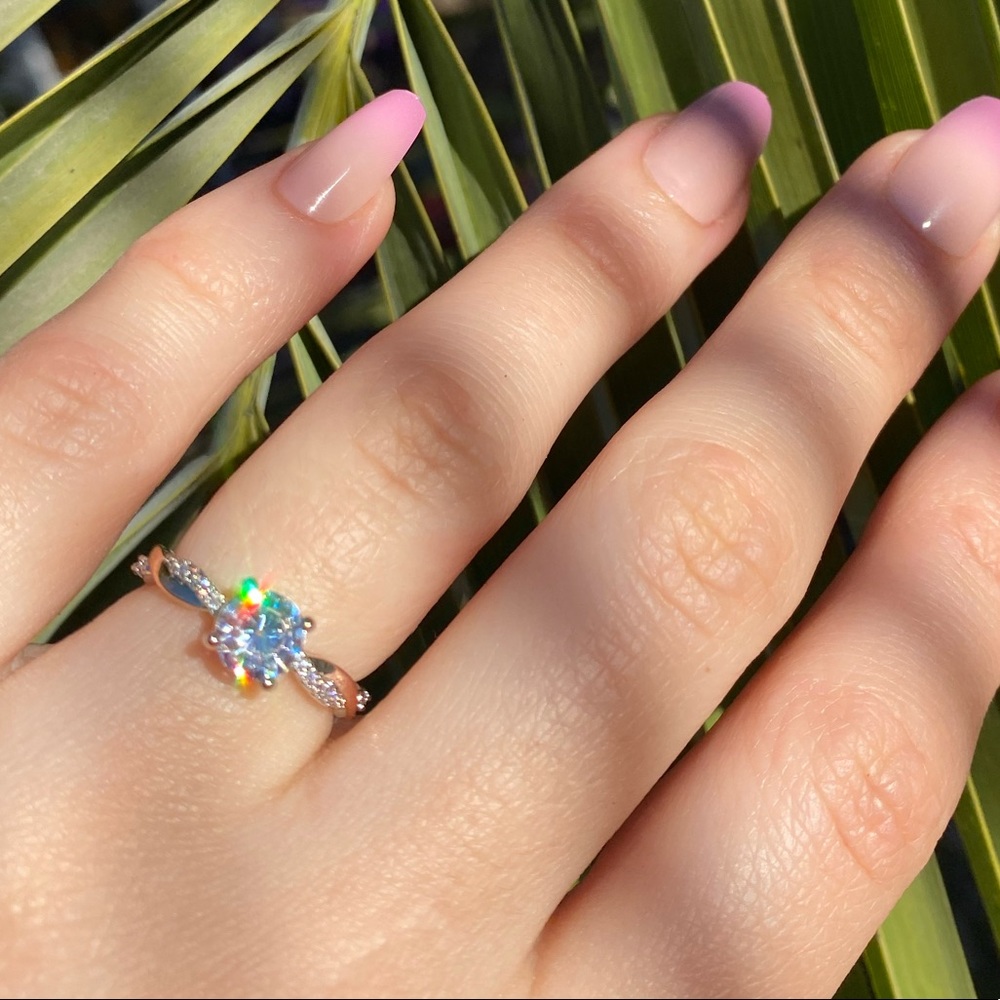 NEW 925 Sterling Silver Two tone Ring Engagement - Picture 5 of 11